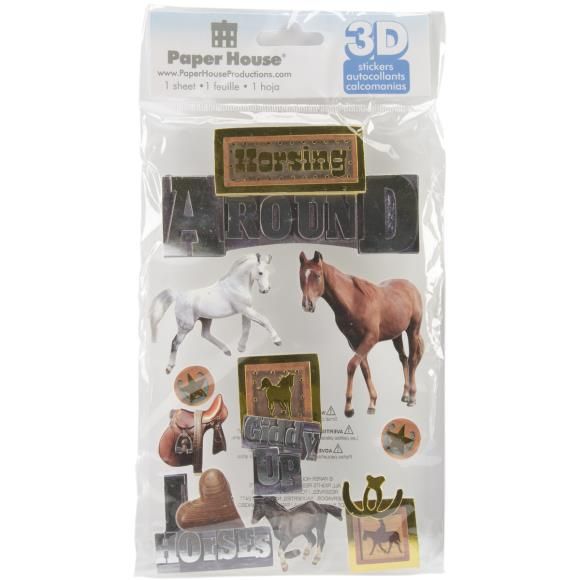 N Paper House 3D Stickers 4.5&quot;X7.5&quot; Horsing Around