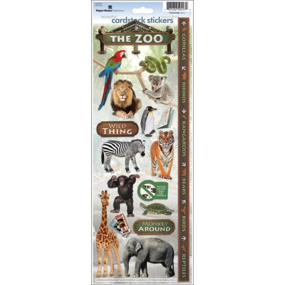 N Paper House Cardstock Stickers 4.625&quot; X13&quot; Zoo