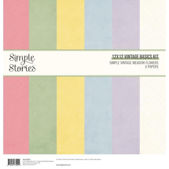 N Simple Stories Vintage Basics Kit 12&quot; X12&quot; Simple Vintage Meadow Flowers