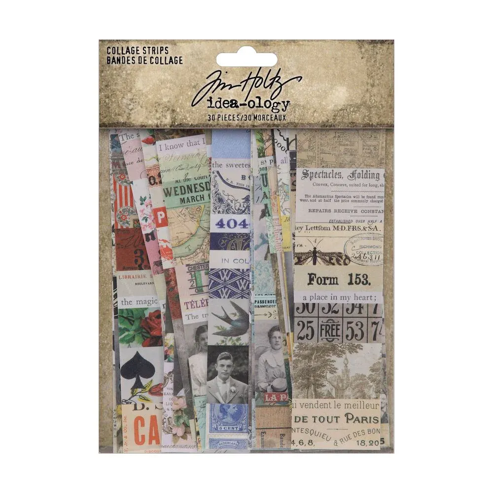 N Tim Holtz Idea-ology Collage Strips Large 30 Pieces