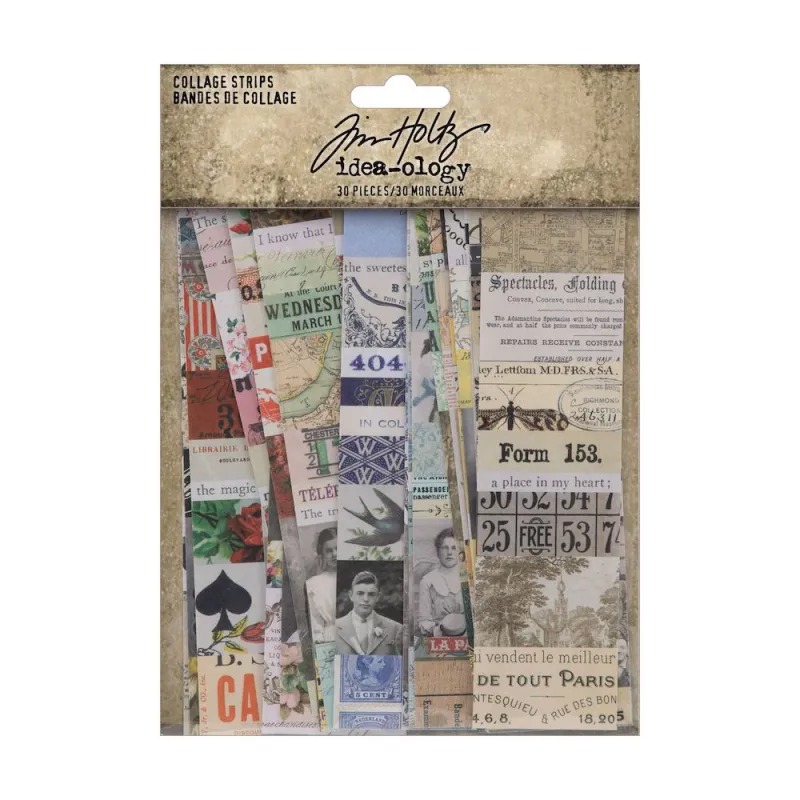 N Tim Holtz Idea-ology Collage Strips Large 30 Pieces