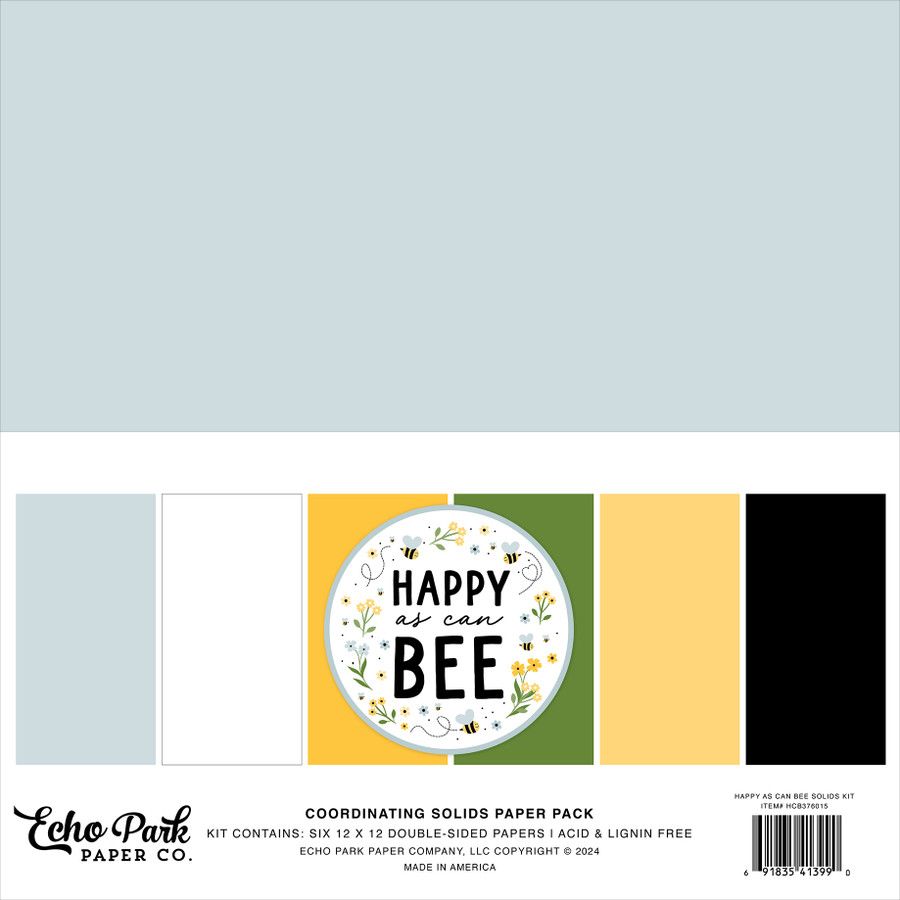 Echo Park Solids Collextion Kit 12&quot; X12&quot; Happy As Can Bee