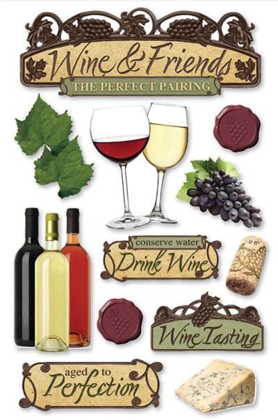 Paper House 3D Stickers 4.5&quot;X7.5&quot; Wine