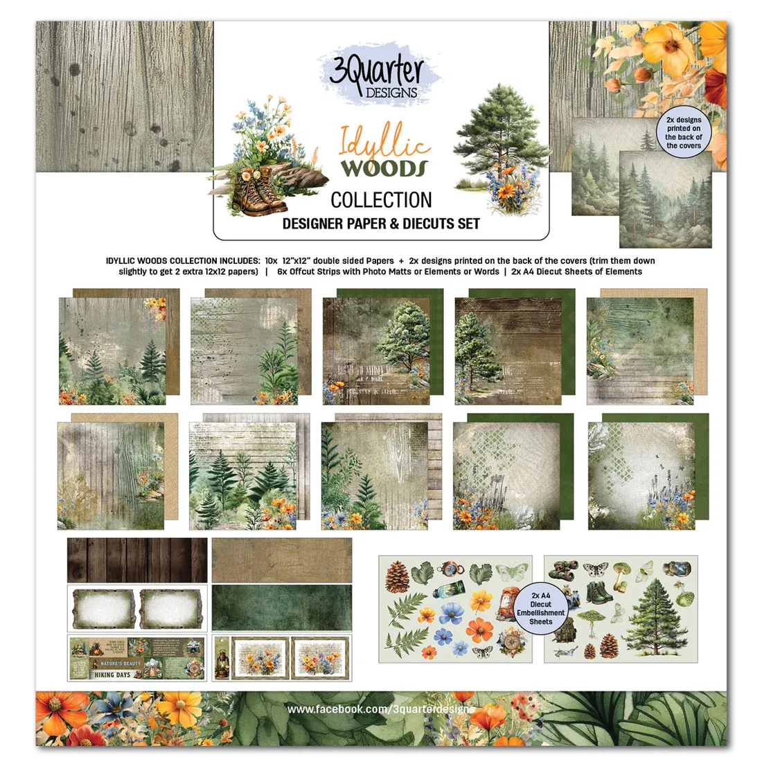 EC 3Quarter Designs Idyllic Woods 12x12 Scrapbook Collection