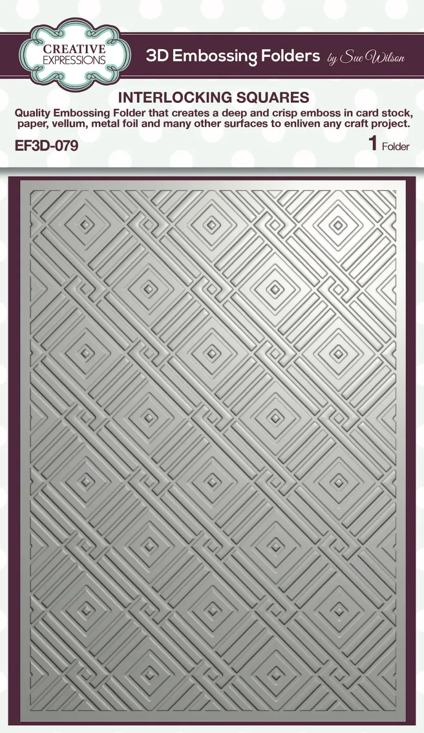 N Creative Impressions 3D Embossing Folder 5&quot; X7&quot; Interlocking Squares