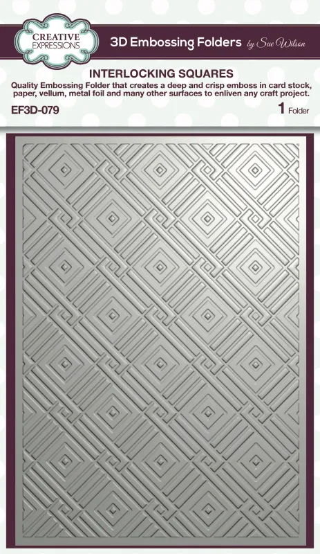 N Creative Impressions 3D Embossing Folder 5&quot; X7&quot; Interlocking Squares
