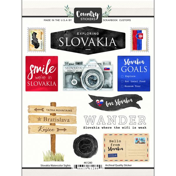 SC Slovakia Watercolor Sights Stickers