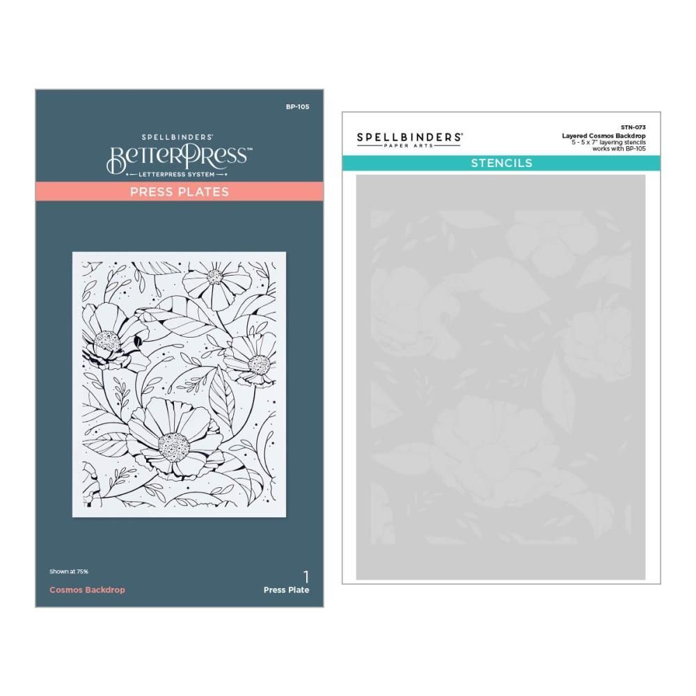 N Spellbinders BetterPress And Stencil Bundle From The Pressed Cosmos Backdrop