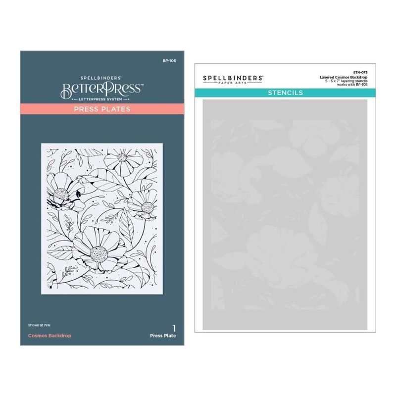 N Spellbinders BetterPress And Stencil Bundle From The Pressed Cosmos Backdrop
