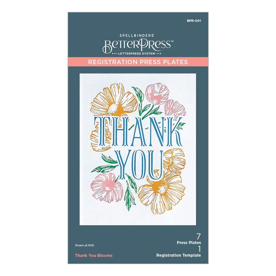 N Spellbinders BetterPress Press Plates Thank You Bloom Registration