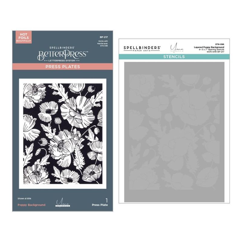 N Spellbinders Press Plate &amp; Stencil Bundle By Yana Smakula Poppy Background