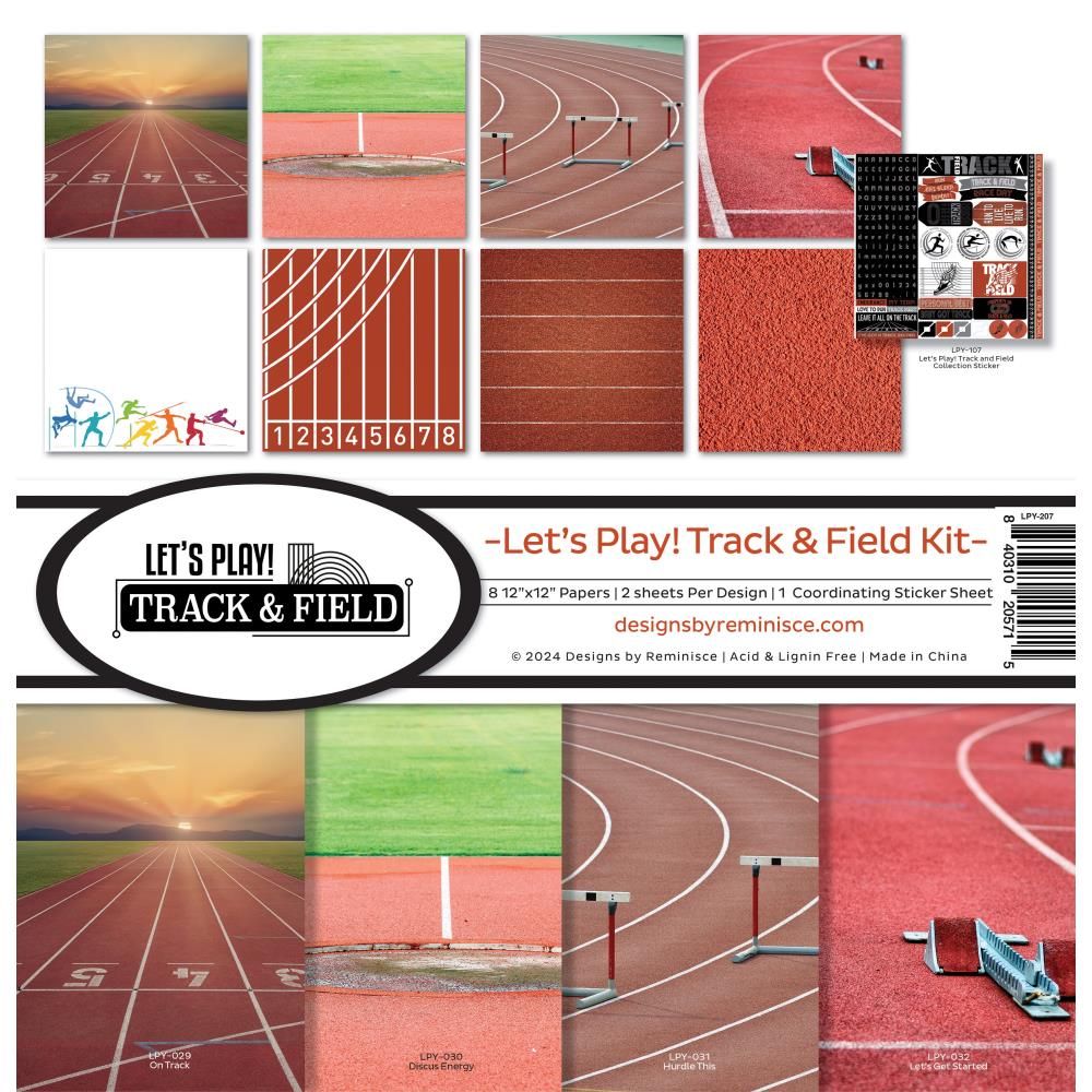 N Reminisce Collection Kit 12&quot; X 12&quot; Let&#39;s Play! Track &amp; Field