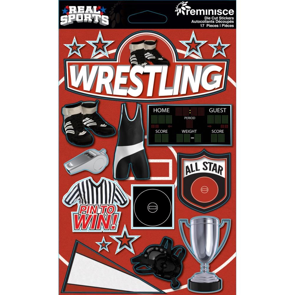 N Reminisce Real Sports Cardstock Stickers 6&quot; X4.5&quot; Wrestling