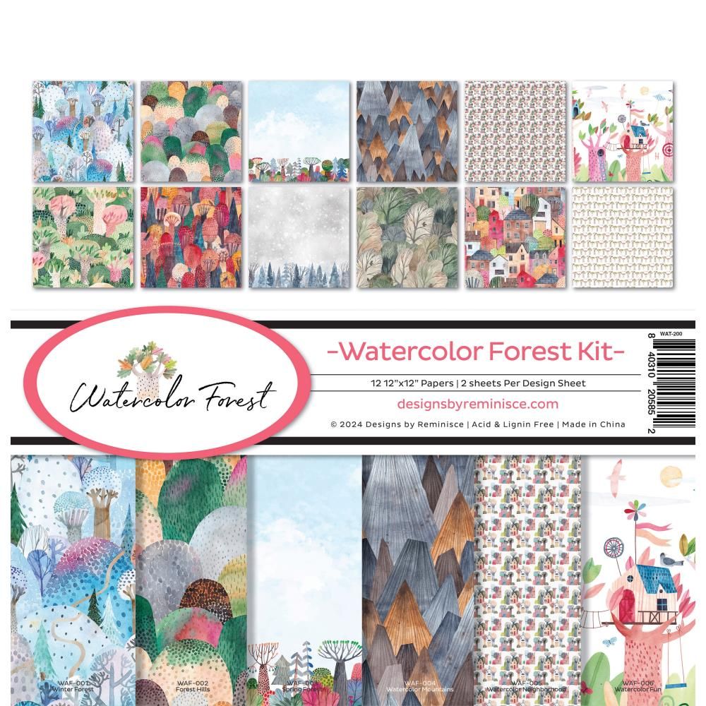 N Reminisce Collection Kit 12&quot; X 12&quot; Water Color Forest