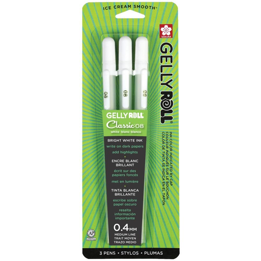 N Sakura Gelly Roll Medium Point Pens 3/Pkg White