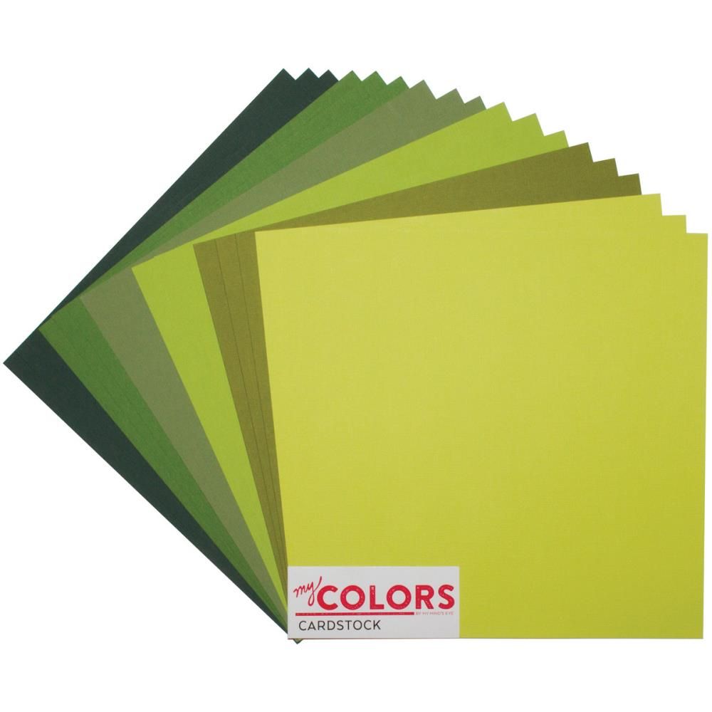 N My Colors Canvas Cardstock Bundle 12&quot; X12&quot; 18/Pkg Green Tones