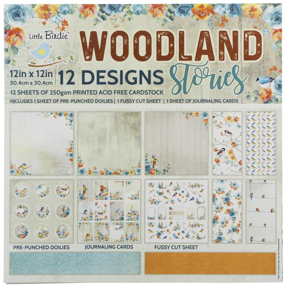 N Little Birdie Woodland Stories Cardstock Pack 12&quot; X12&quot; 12/Pkg