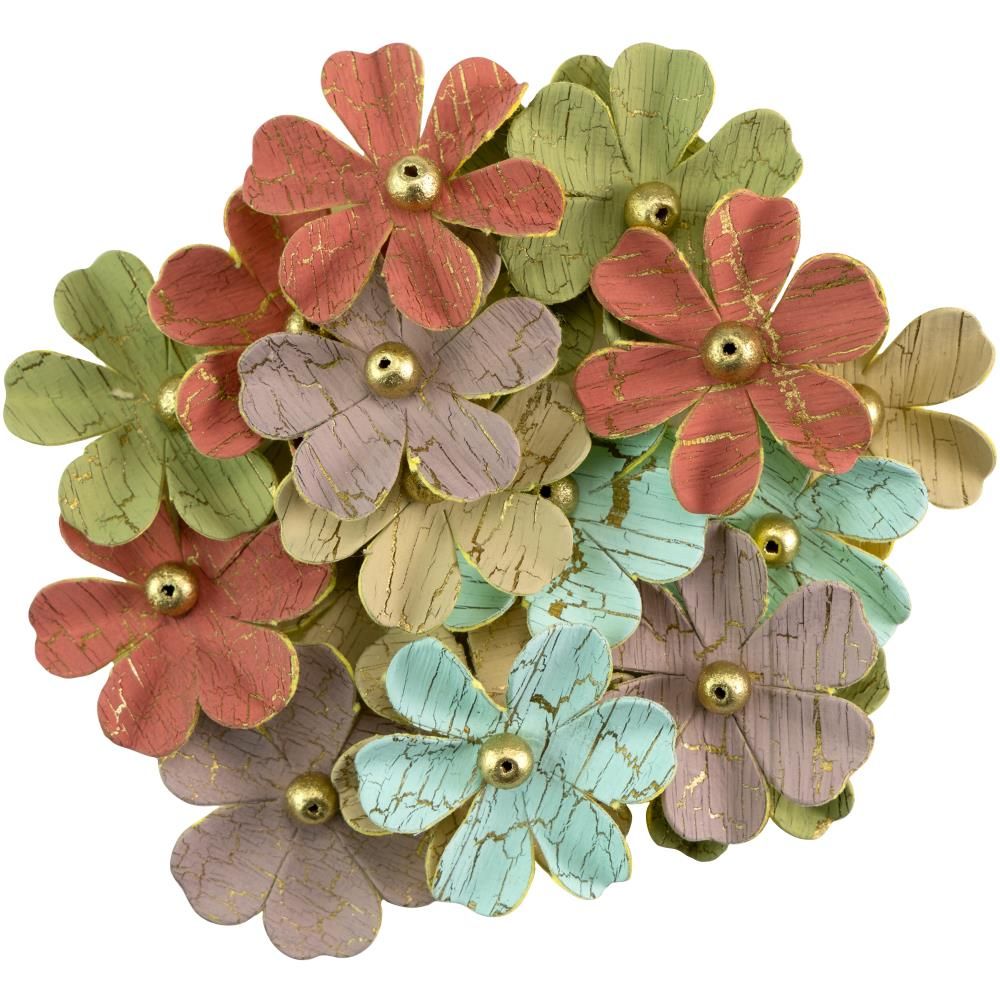 N Little Birdie Zoey Washed Paper Flowers 18/Pkg Woodland Stories