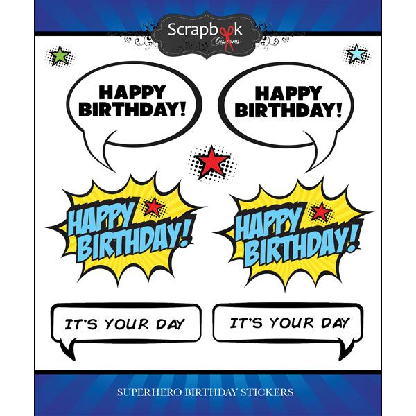 SC Superhero Birthday Sticker