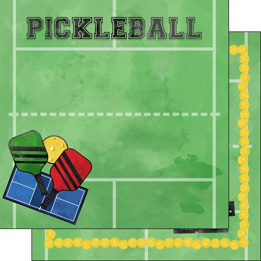 SC Pickleball Watercolor 12x12 Double-Sided Paper