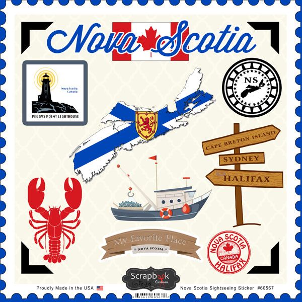 SC Nova Scotia Sightseeing 12x12 Sticker Sheet