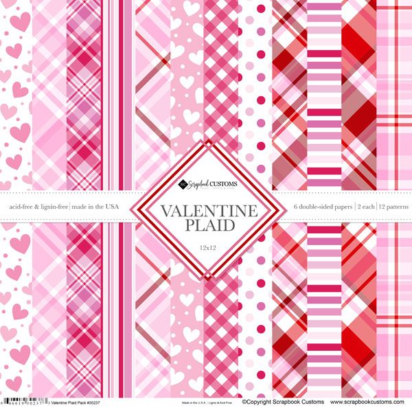 SC Valentine Plaid 12x12 Double-Sided Paper Pack