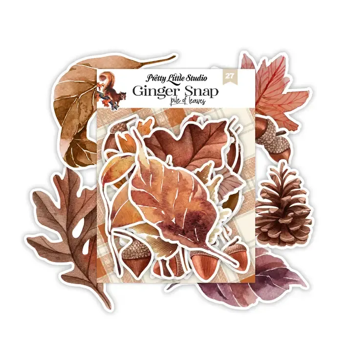 F Pretty Little Studio Ginger Snap Pile Of Leaves Fall Ephemera