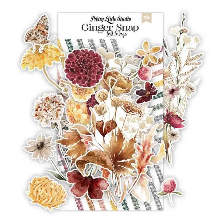 F Pretty Little Studio Ginger Snap Fall Foliage Fall Floral Ephemera 19 Pcs