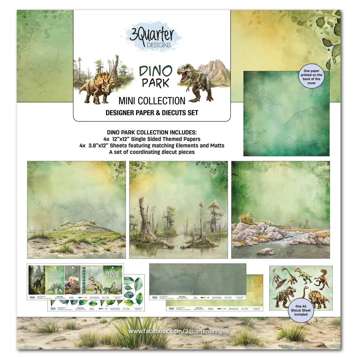 EC 3Quarter Designs Dino Park 12x12 Design Paper &amp; Diecuts Set Mini Collection