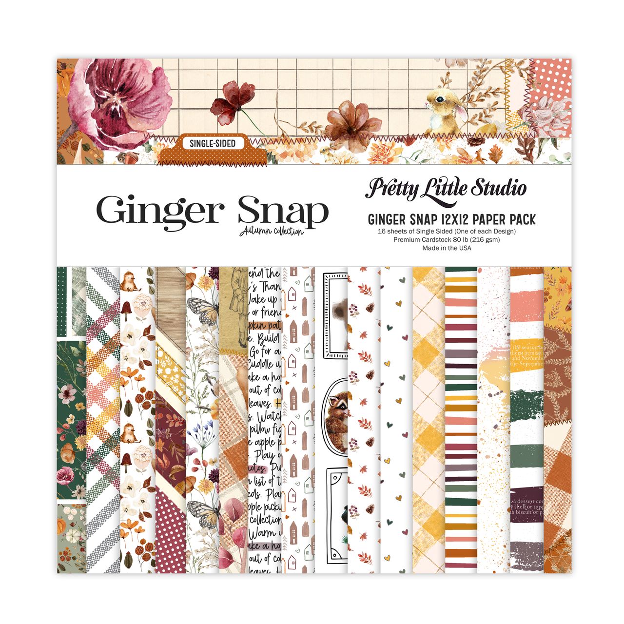 F Pretty Little Studio Ginger Snap 12x12 Single Sides Paper Pack