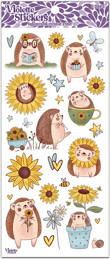 Violette Stickers Sunflower Hedgehog Stickers