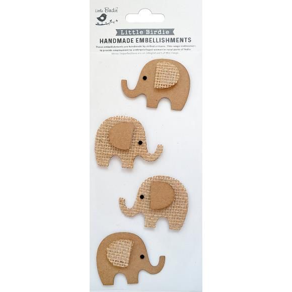 Little Birdie Sticker Embellishment Sticker 4/Pkg Elephant Craft