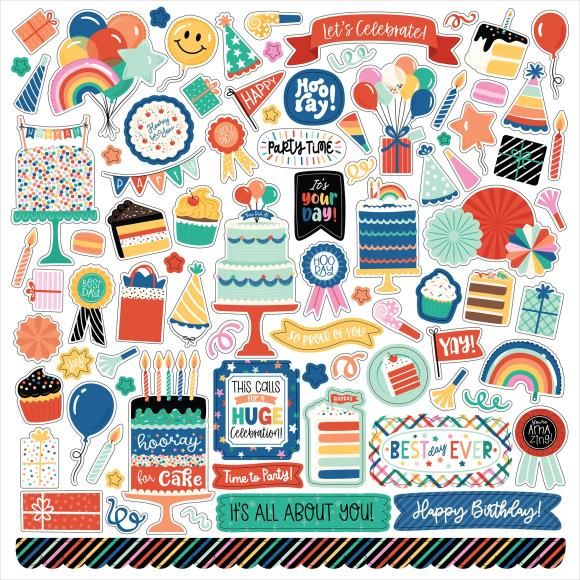 N Hip Hip Hooray Cardstock Stickers 12&quot;X12&quot; Elements
