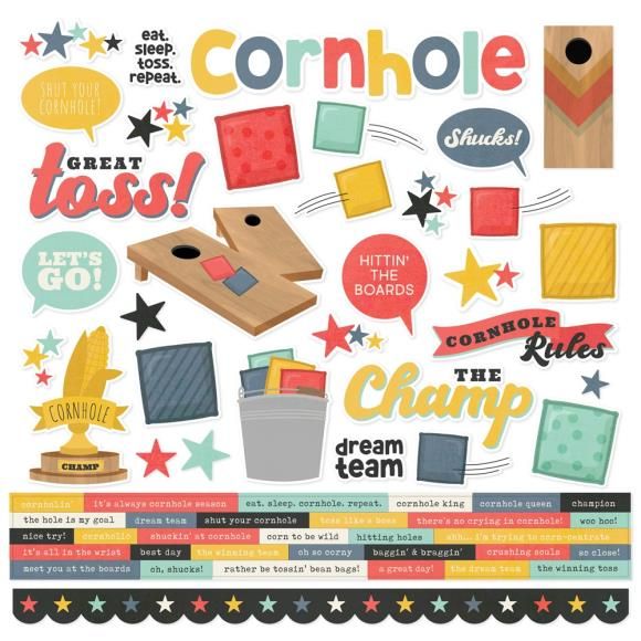 N Simple Stories Cardstock Stickers 12&quot; X12&quot; Cornhole
