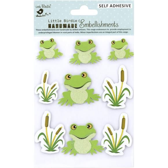 N Little Birdie 3D Embellishment 9/Pkg Toad Pool
