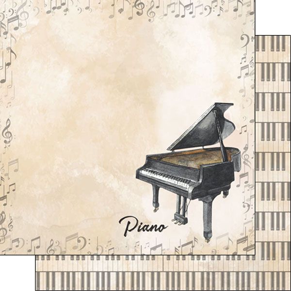 SC Piano Watercolor Music Double-Sides Paper 12x12