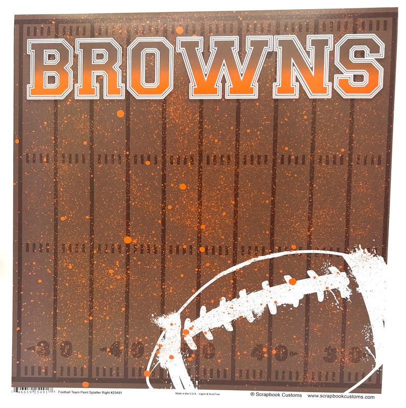 SC Cleveland Browns Football Paint Splatter 12x12 Paper