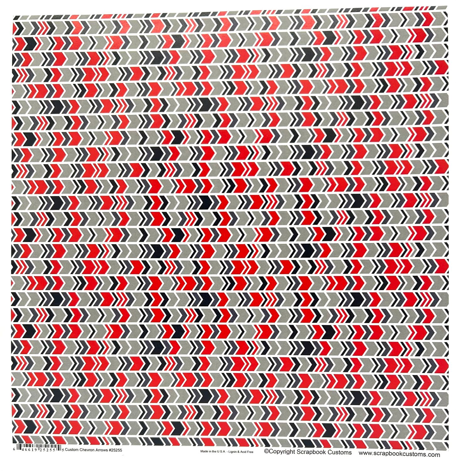 SC Red/Gray/Black Chevron Arrows Cardstock 12&quot; X12&quot;