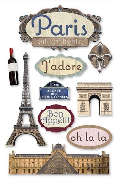 F Paper House Paris Dimensional Stickers
