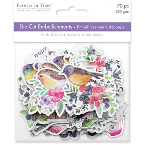 GB Multi Glitter Die Cuts Birds And Berries