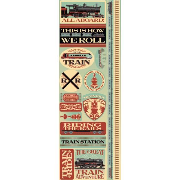 N Reminisce Signature Series Cardstock Combo Sticker 4.25&quot; X12&quot; Train