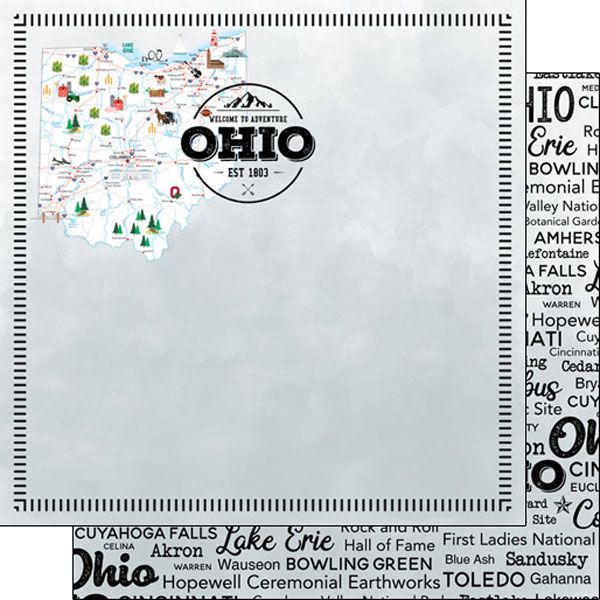 SC Ohio Postage Map DS paper 12&quot;x12&quot;