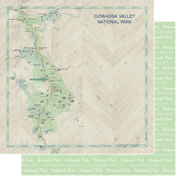 SC Cuyahoga National Park Map and Words - Double-Sided Paper 12 x 12