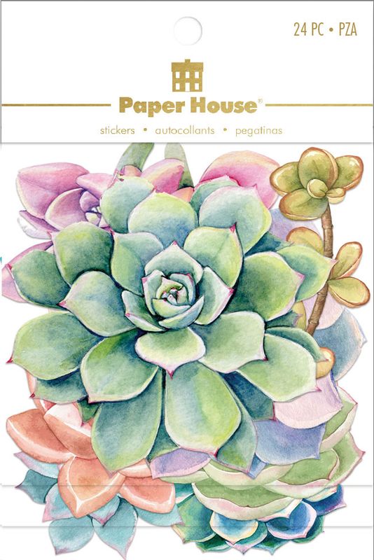 F Paper House Scrapbook Stickers Succulents Diecut Sticker Pack