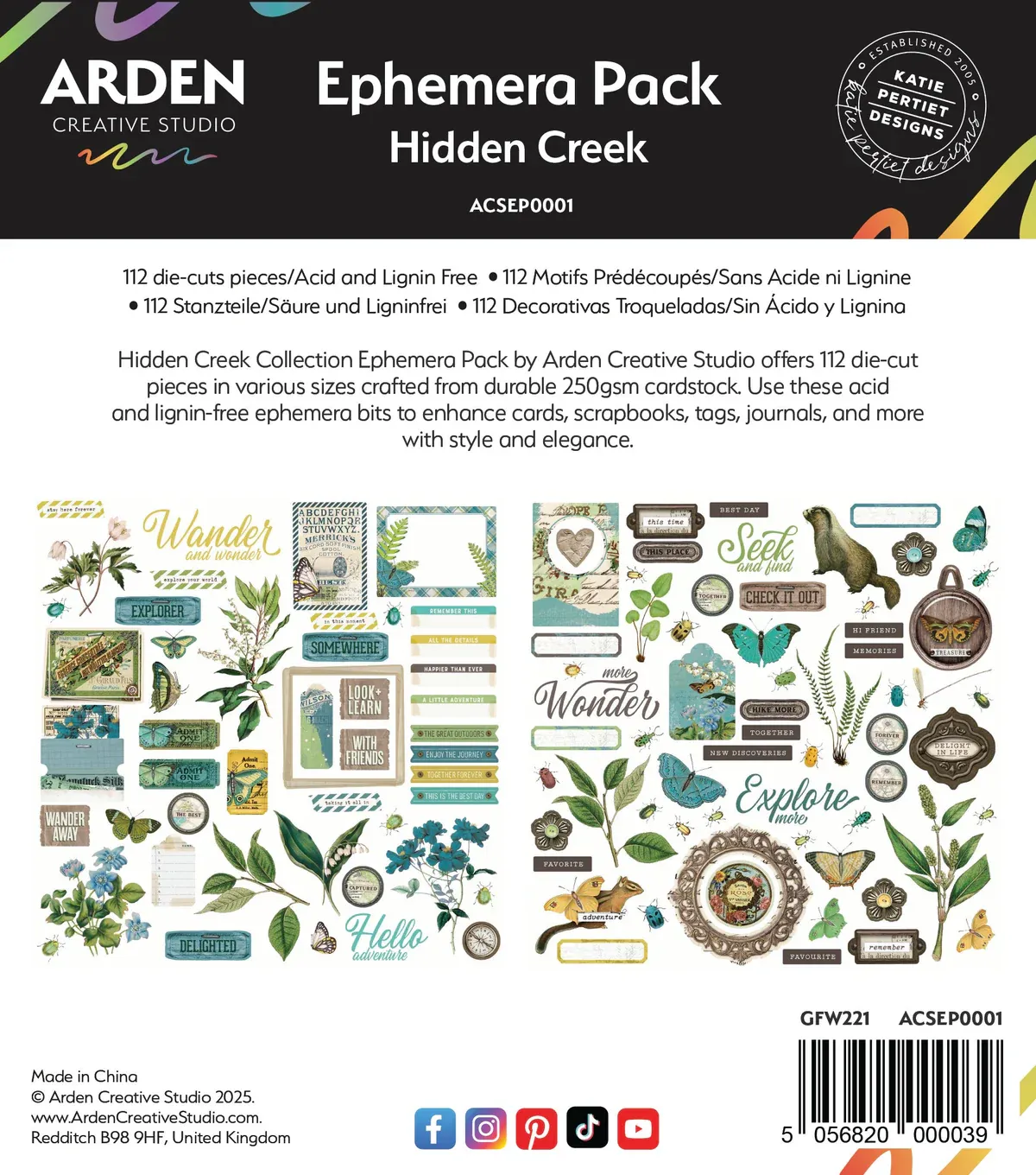 EC Arden Creative Studio Hidden Creek Ephemera Pack