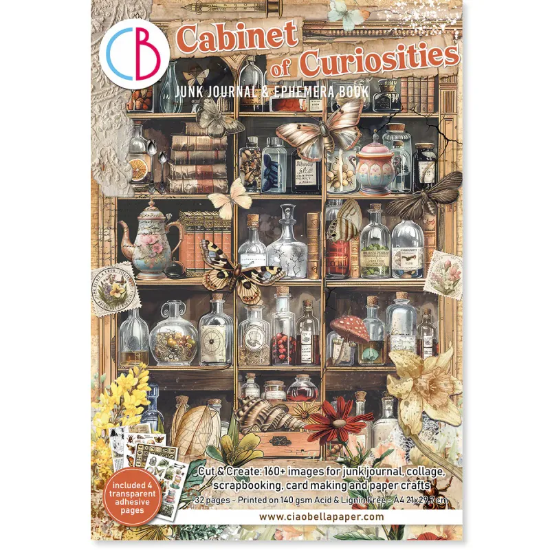 EC Ciao Bella Cabinet Of Curiosities Junk Journal &amp; Ephemera Book A4 32/Pkg