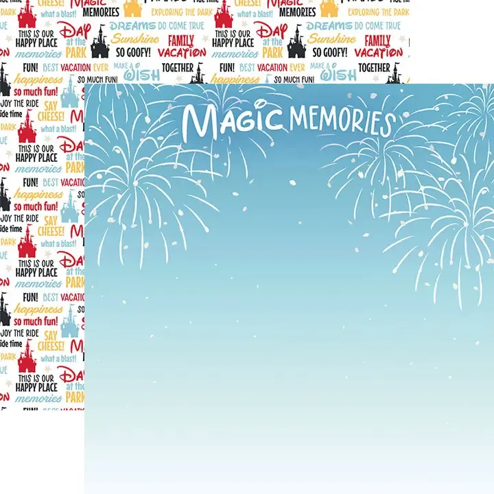 F Paper House Magic Memories Double Sided 12x12 Scrapbook Paper