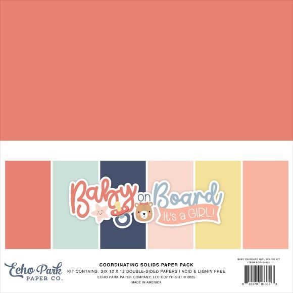 N Echo Park Solids Collection Kit 12&quot;X12&quot; Baby On Board Girl