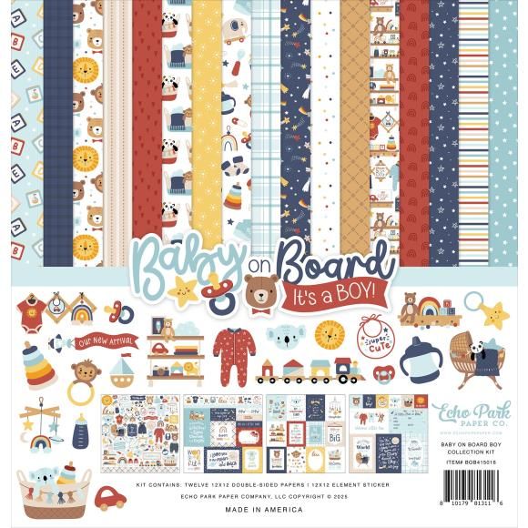 N Echo Park Collection Kit 12&quot;X12&quot; Baby On Board Boy