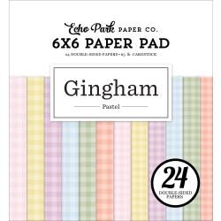 N Echo Park Double-Sided Paper Pad 6&quot; X6&quot; Pastel Gingham